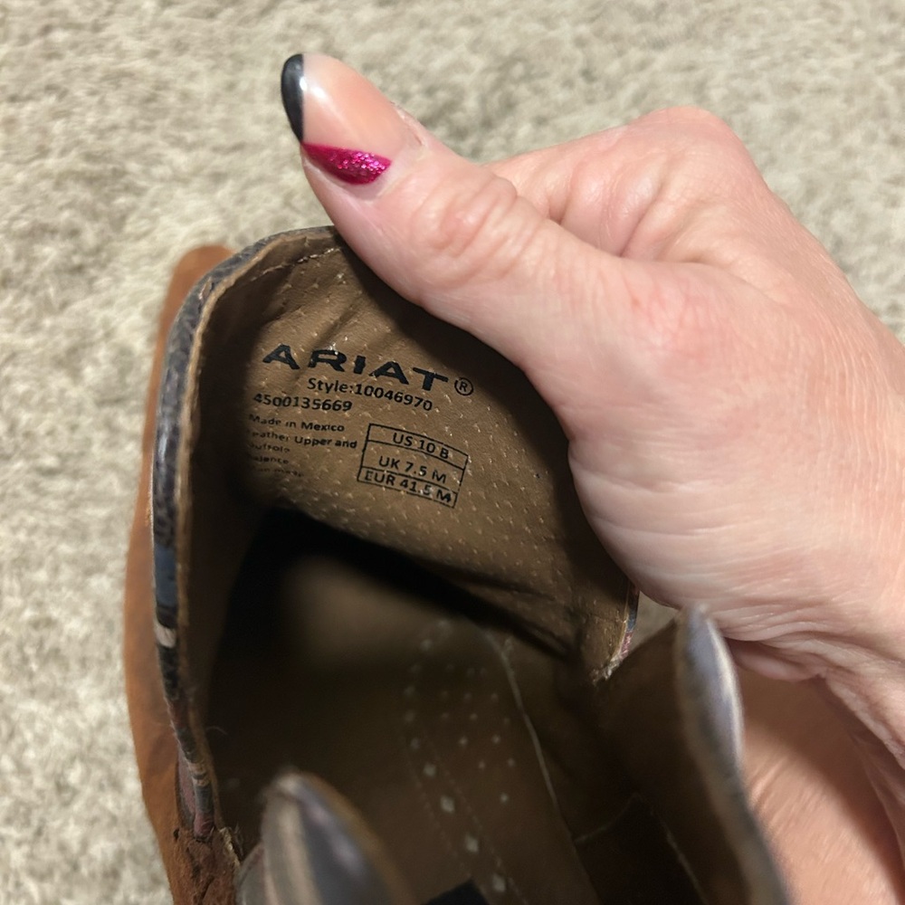 Ariat Women's Brown Western Ankle Boots Sz 10 Like New - Picture 4 of 6